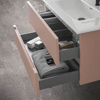 Mobile bagno sospeso cannettato 60 cm rosa con specchio | Bali