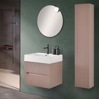 Mobile bagno sospeso cannettato 60 cm rosa con specchio | Bali