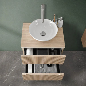 Mobile bagno sospeso cannettato 60 cm sabbiato con top e specchio  Bali