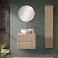 Mobile bagno sospeso cannettato 60 cm sabbiato con top e specchio  Bali