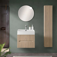 Mobile bagno sospeso cannettato 60 cm teak sabbiato con specchio  Bali