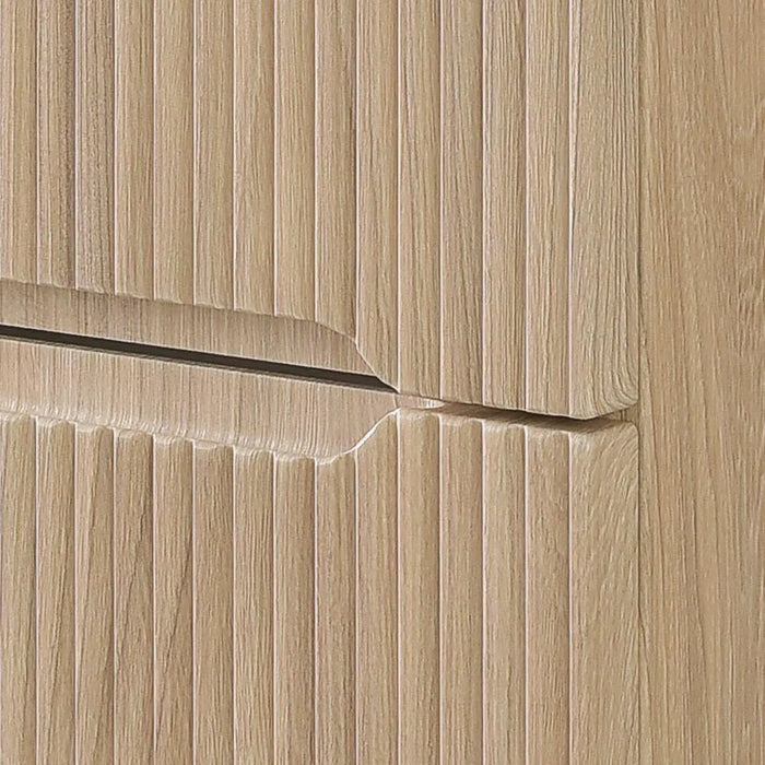 Mobile bagno sospeso cannettato 60 cm teak sabbiato con specchio  Bali