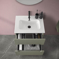 Mobile bagno sospeso cannettato 60 cm verde con specchio | Bali