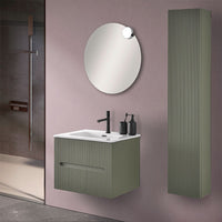 Mobile bagno sospeso cannettato 60 cm verde con specchio | Bali