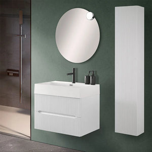 Mobile bagno sospeso cannettato 70 cm bianco opaco con specchio  Bali