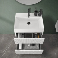 Mobile bagno sospeso cannettato 70 cm bianco opaco con specchio  Bali