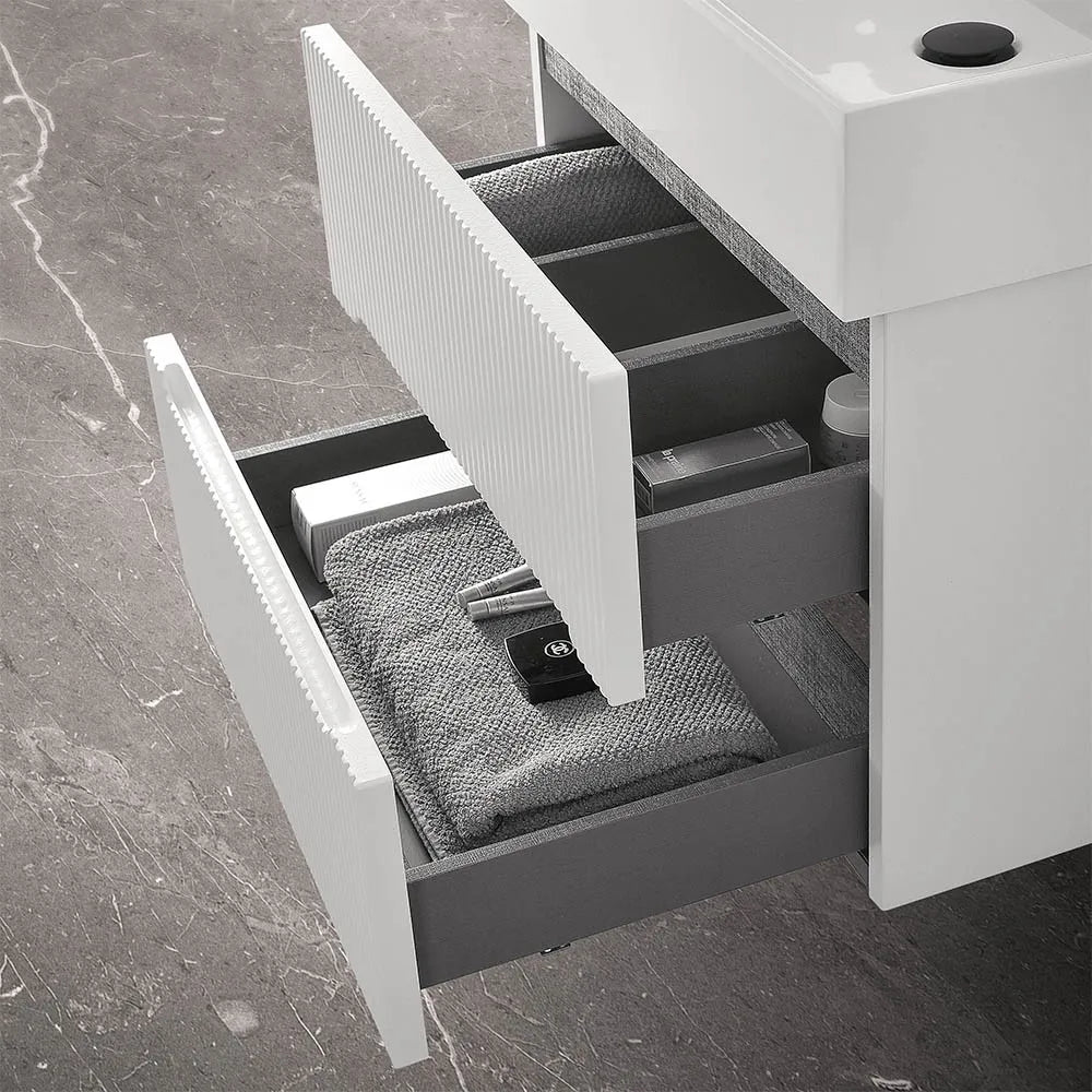 Mobile bagno sospeso cannettato 70 cm bianco opaco con specchio  Bali