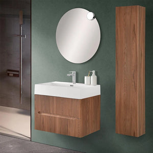Mobile bagno sospeso cannettato 70 cm noce canaletto con specchio  Bali