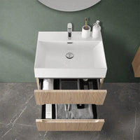 Mobile bagno sospeso cannettato 70 cm teak sabbiato con specchio  Bali