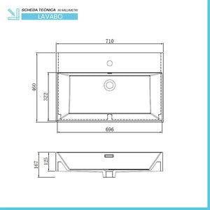Mobile bagno sospeso cannettato 70 cm teak sabbiato con specchio  Bali