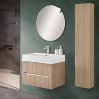 Mobile bagno sospeso cannettato 70 cm teak sabbiato con specchio  Bali