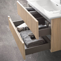Mobile bagno sospeso cannettato 70 cm teak sabbiato con top  Bali