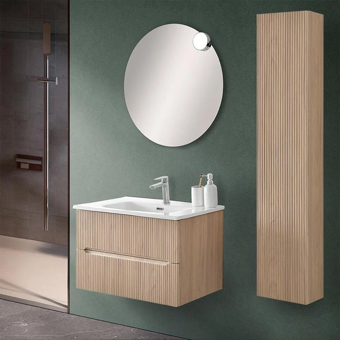 Mobile bagno sospeso cannettato 70 cm teak sabbiato con top  Bali