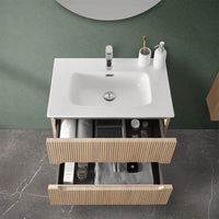 Mobile bagno sospeso cannettato 70 cm teak sabbiato con top  Bali