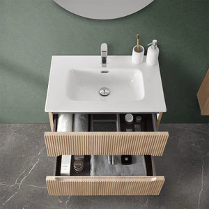 Mobile bagno sospeso cannettato 70 cm teak sabbiato con top  Bali