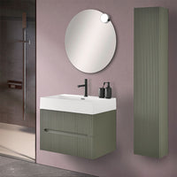 Mobile bagno sospeso cannettato 70 cm verde con specchio | Bali