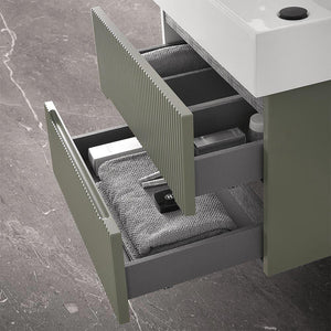 Mobile bagno sospeso cannettato 70 cm verde con specchio | Bali