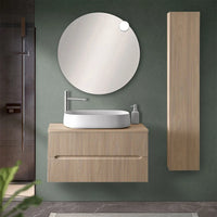 Mobile bagno sospeso cannettato 90 cm sabbiato con top e specchio  Bali