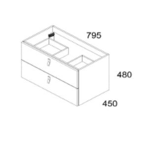 Mobile bagno sospeso colore nero 2 cassetti Invicta 80x45x48H