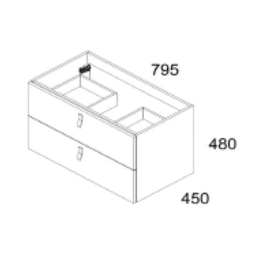 Mobile bagno sospeso colore verde oliva 2 cassetti Invicta 80x45x48H