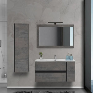 Mobile bagno sospeso da 110 cm effetto pietra Oxid