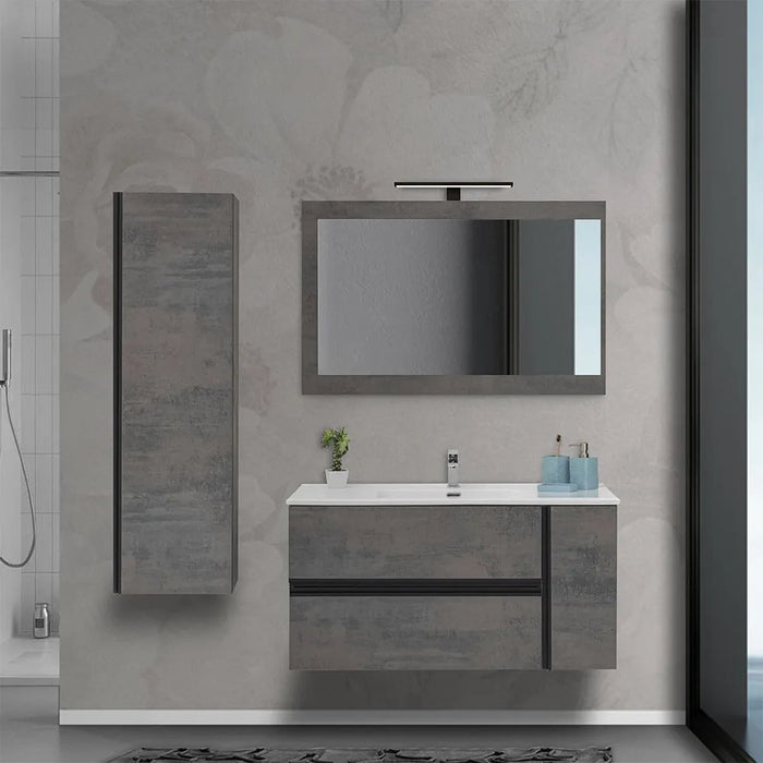 Mobile bagno sospeso da 110 cm effetto pietra Oxid