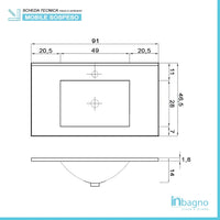 Mobile bagno sospeso da 90 cm Duble rovere africa con lavabo e specchio
