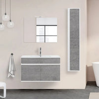 Mobile bagno sospeso da 90 cm Duble grigio industrial con lavabo e specchio