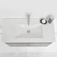 Mobile bagno sospeso da 90 cm Duble grigio industrial con lavabo e specchio