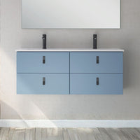 Mobile bagno sospeso doppio lavabo colore blu 4 cassetti Invicta 120x45x48H