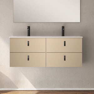 Mobile bagno sospeso doppio lavabo colore cappuccino 4 cassetti Invicta 120x45x48H