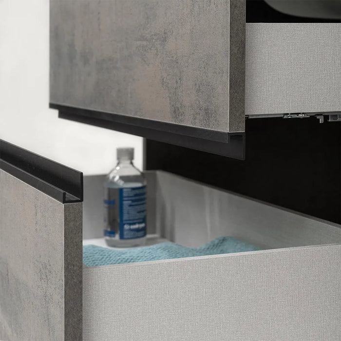 Mobile Bagno Sospeso Effetto Pietra Oxid 90 cm Industrial