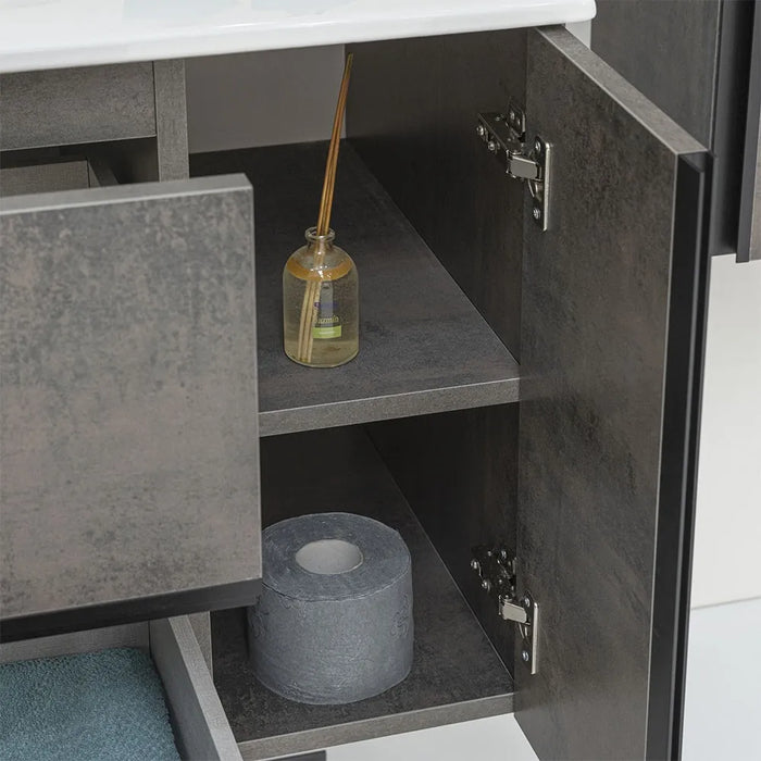Mobile Bagno Sospeso Effetto Pietra Oxid 90 cm Industrial