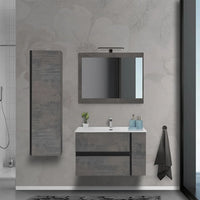 Mobile Bagno Sospeso Effetto Pietra Oxid 90 cm Industrial