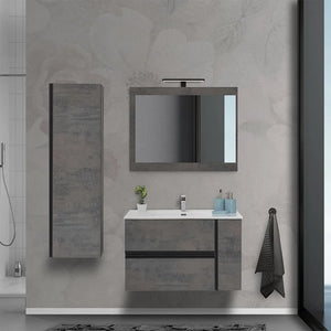 Mobile Bagno Sospeso Effetto Pietra Oxid 90 cm Industrial