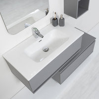 Mobile bagno sospeso grigio pastello 90x47 cm con specchio e ceramica inclusi