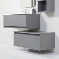 Mobile bagno sospeso grigio pastello 90x47 cm con specchio e ceramica inclusi