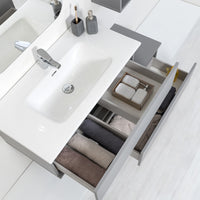 Mobile bagno sospeso grigio pastello 90x47 cm con specchio e ceramica inclusi