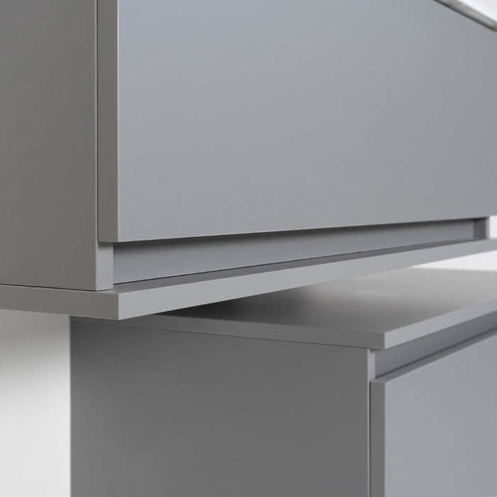 Mobile bagno sospeso grigio pastello 90x47 cm con specchio e ceramica inclusi