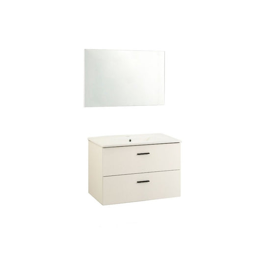 Mobile bagno sospeso Lario bianco lucido con lavabo e specchio 80x46x48H