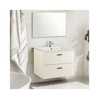 Mobile bagno sospeso Lario bianco lucido con lavabo e specchio 80x46x48H