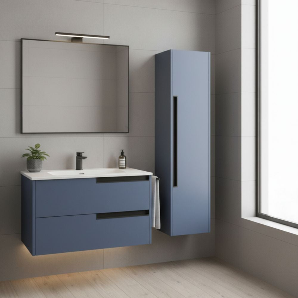 Mobile bagno sospeso Modular colore azzurro con cassetti 80x45x50H