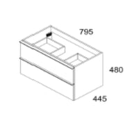 Mobile bagno sospeso noce effetto cannettato Senda con 2 cassettoni 80x45.5x48H