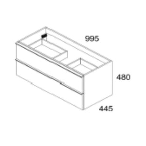 Mobile bagno sospeso rovere chiaro effetto cannettato Senda con 2 cassettoni 100x45.5x48H