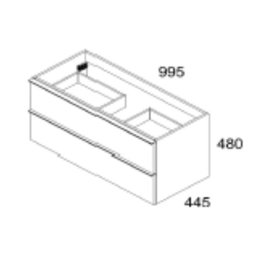 Mobile bagno sospeso rovere chiaro effetto cannettato Senda con 2 cassettoni 100x45.5x48H