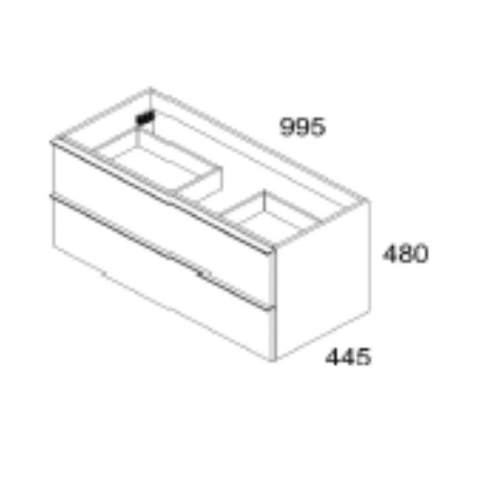 Mobile bagno sospeso rovere chiaro effetto cannettato Senda con 2 cassettoni 100x45.5x48H
