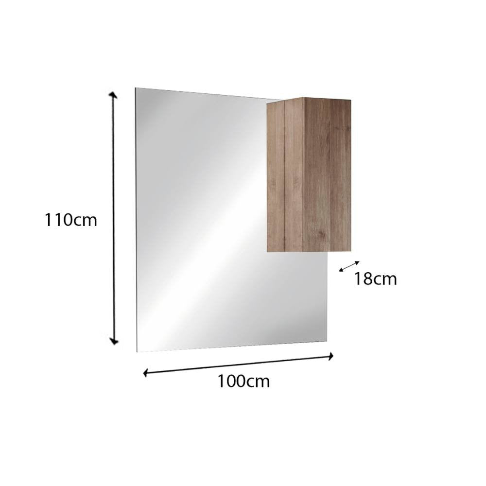 Specchio bagno con pensile e lampada LED Salemi 100x110h colore rovere mercure