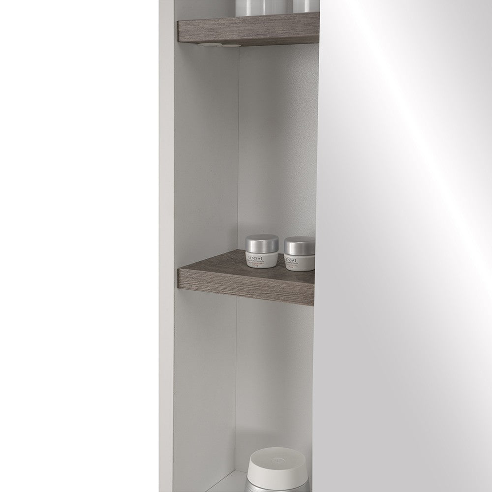 Mobile bagno sospeso salvaspazio 55 cm bianco e grigio cemento con specchio Strada