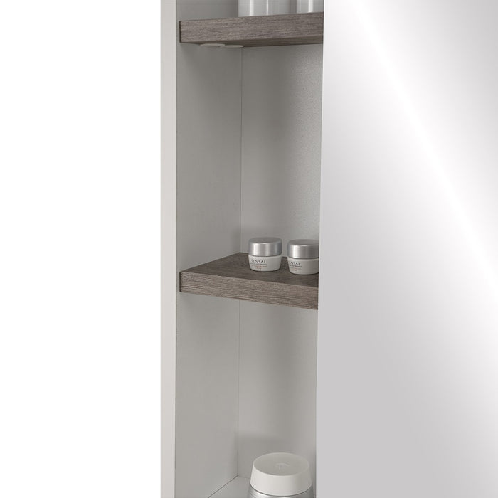Mobile bagno sospeso salvaspazio 55 cm bianco e grigio cemento con specchio Strada