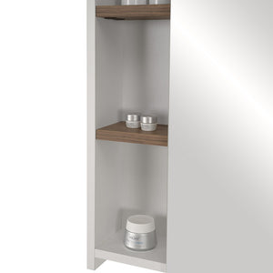 Mobile bagno sospeso salvaspazio 55 cm bianco e noce canaletto con specchio Strada